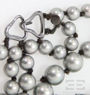 Alexis Bittar Silver Pearl Beaded Jeweled Double Strand Necklace
