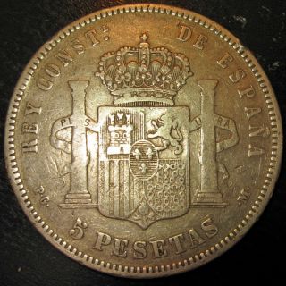 type alfonso xiii spanish silver 5 pesetas origin spain cat num km 689 
