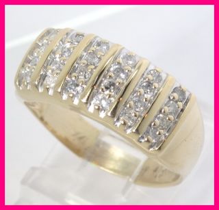 10KY Gold Round Diamond 4 Row Right Hand Band Ring 50ct