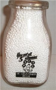 Logstown Dairy Aliquippa PA Half Pint Milk Bottle 2 Color Lettering 