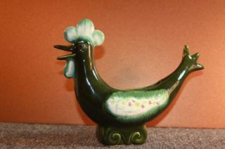 Alix Green Chicken American Pottery Planter Glazed