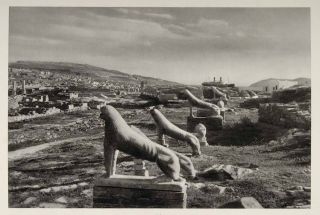 1937 Lions Terrace Statues Delos Island Photogravure Original 