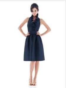 Alfred Sung 468 Bridesmaid Cocktail Dress Midnight 22