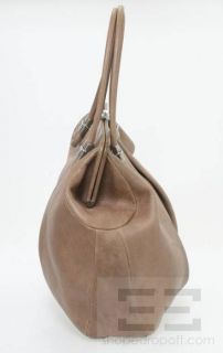 Alexander McQueen Taupe PEBBLED Leather Frame Handbag