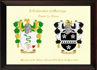 Family Crest Coat of Arms A Celebration of Marriage Wooden Plaque