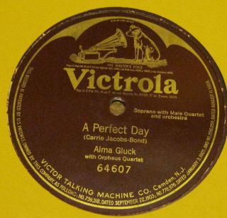 Perfect Day ALMA GLUCK w Orpheus Quartet One Sided Victrola 