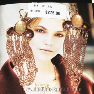 New Spectacular Alexis Bittar Moonstone Gold Chain Chandelier Earrings 