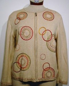 Alfred Dunner Southwestern Colors Cardigan Sweater w/Embellishment   L 