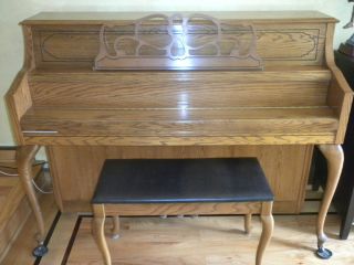 Otto Altenburg Cabinet Grand 43 Upright Piano Oak