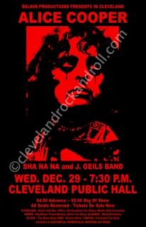 Alice Cooper J Geils Band 1971 Cleveland Concert Poster