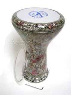 New 11 Egyptian Aluminum African Doumbek Drum w Real Mother of Pearl 