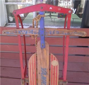   1970S YANKEE CLIPPER FLEXIBLE FLYER WOODEN METAL SNOW SLED TOY #2
