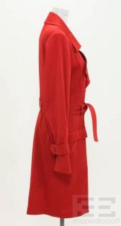 Alvin Valley Bright Red Belted Trench Coat Size 42