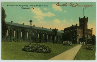 Allegheny County Work House Pittsburgh PA Postcard