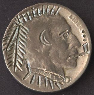 Hobo Nickel J Allen Mohawk Indian Dateless, US Buffalo 5 Cents Coin 