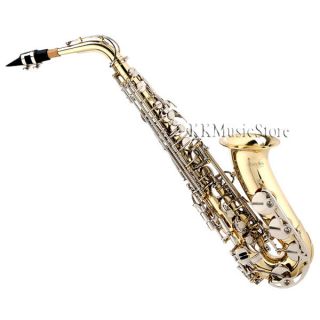 New Mendini Gold Nickel Alto Saxophone Sax 10 Reeds $39