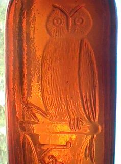 Large Amber Owl Drug Co Antique Whiskey Bottle Bold Clean Impressive 