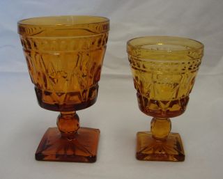 vintage indiana park lane amber sherbert wine glass