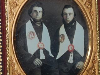 Antique Photograph Daguerreotype Ambrotype Masonic Masons 2 Men in 