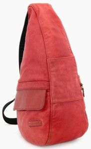 AmeriBag LL Bean Traveler Unisex Healthy Back Bag Sling Leather Red 