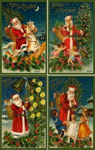 American Quilt Blocks Santa Set 29 Vintage 4 Printed Images 4 x 6 