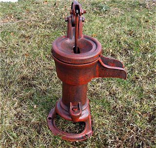 Hand Pump Distressed Red Cast Iron Garden Decor New