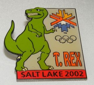 SALT LAKE CITY 2002 Olympics Pin   Aminco Kids Dinosaur T. Rex