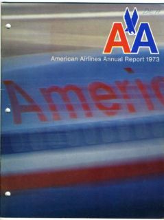 American Airlines 1973 Annual Report Airplanes Hotels