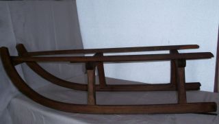   Victorian Wooden Sled w Metal Runners Old Wood Snow Sleigh Vtg