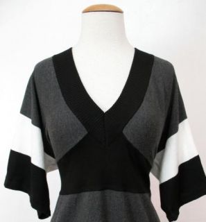 New Black Gray White Colorblock Knit Sweater Dress XL Anthropologie 