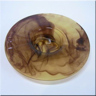 Davidson Art Deco Amber Cloud Glass Posy Bowl 204
