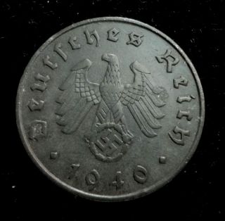 WWII German Nazi Coin 3rd Reich Eagle Swatika German Grey 10 