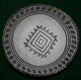 Anasazi Mogollon Pottery Snowflake Black on White Bowl