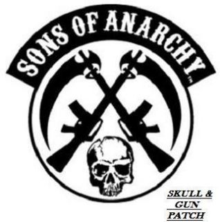 Sons of Anarchy {SKULL & GUN} Official Lic.Biker Road Gear Sew or Iron 
