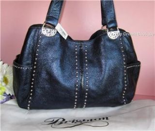 Brighton Pretty Tough Andie Soft Leather Saphire Blue Studded Handbag 