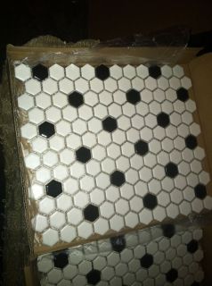 American Olean White Black Hexagon Ceramic Tile
