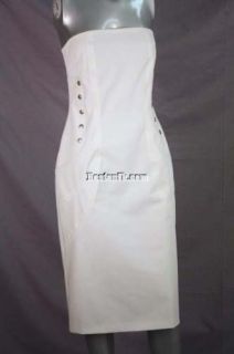 Andrea Rosati White Leather Stud Cocktail Dress 10