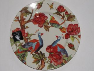 New Andrew Tanner England Safford Peackock Roses Bird Dinner Plate Set 