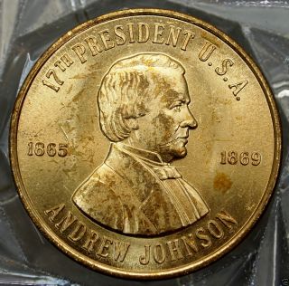 Andrew Johnson 17th President of The U s A Brass Collector Token 9647 