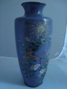 Impressive 11 1 4 Japanese Silver Wire Cloisonne Vase Meiji c1890 V 