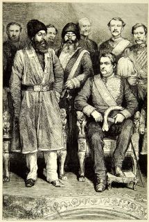 1883 Wood Engraving Sher Ali Khan Afghanistan Lord Mayo Richard Bourke 