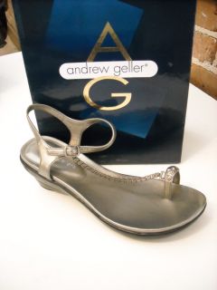 Andrew Geller Silver Floral Chain Toe Ring Sandal 6 5