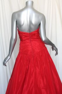ANGEL SANCHEZ Couture Red Strapless SILK Ball Long Gown Dress 4