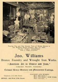 1902 Ad Jno Williams Wrought Iron Bronze Edward L Angell Architecture 
