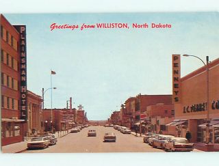 Pre 1980 OLD CARS & SHOPS & JC PENNEY & HOTEL Williston North Dakota 