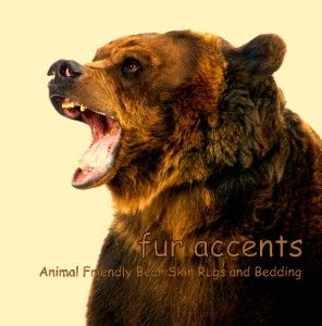 Realistic Faux Fur Bear Skin Accent Rug Plush Brown Pelt Shaggy 