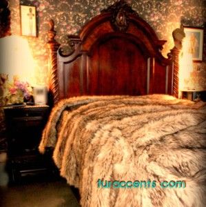   Skin Bed Spread Faux Fur Accent Sheep Log Cabin Throw Rug New