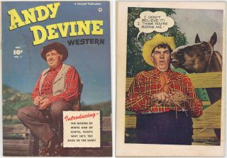 December 1950 Andy Devine 1 RARE Fawcett Comic Western Comic Book Nice 