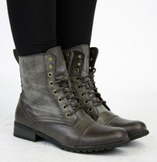 Womens Lace Up Ankle Boots Military Worker Boots Size 5