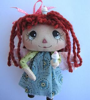 OOAK Primitive Raggedy Ann Littlest Angel Mini Doll~Cassie Cupcake
